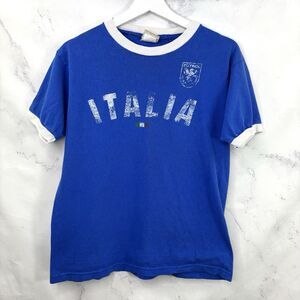 Vintage Y2k Italia Soccer T Shirt Sz M Unisex Blue taly National Team Tee 00s